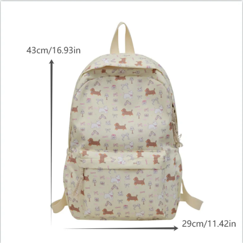 Portable Large Capacity Travel Bag Girly Bag Birthday Gift Cute Printed Puppy Dachshund College Style Backpack Student Schoolbag