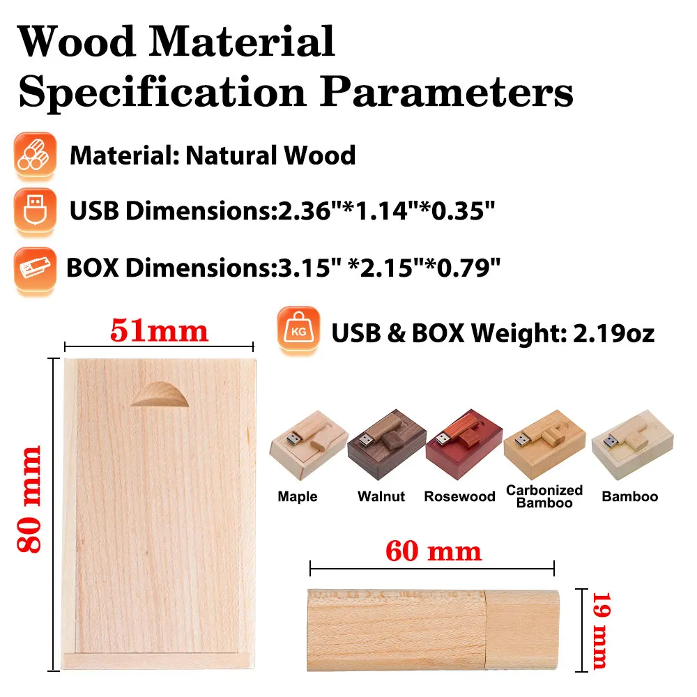 30PCS/LOT Wooden USB 2.0 Flash Drives 128GB Free custom LOGO 64GB Pen Drive with box Memory Stick 32GB 16GB Business gift U disk