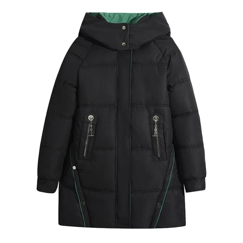 Winter oversized dames dons katoen losse pasvorm halflange broodjas ritssluiting lang pure kleur