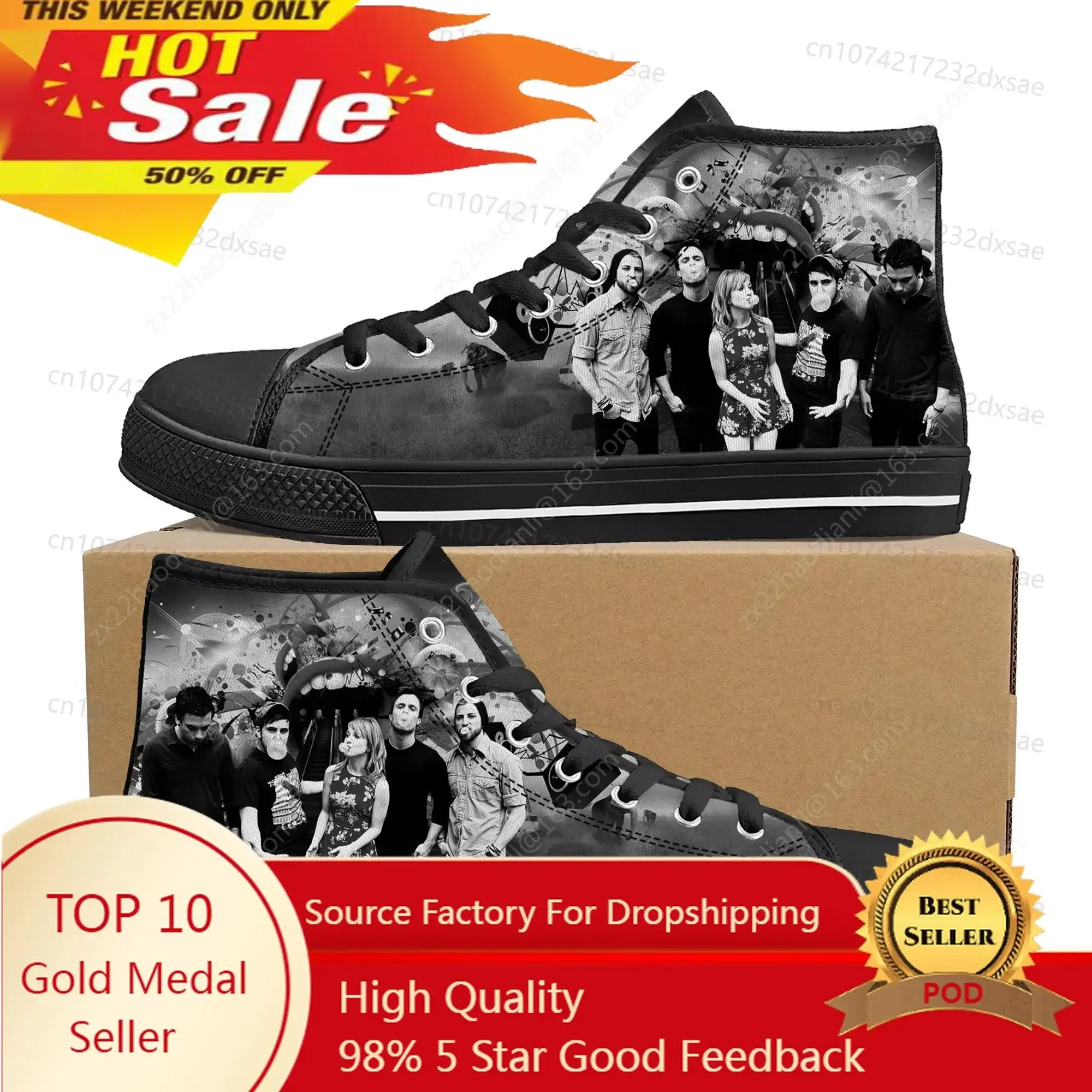 Paramore Rock Band Pop High Top High Quality Sneakers Men Women Teenager Canvas Sneaker Casual Couple Shoes Custom Shoes