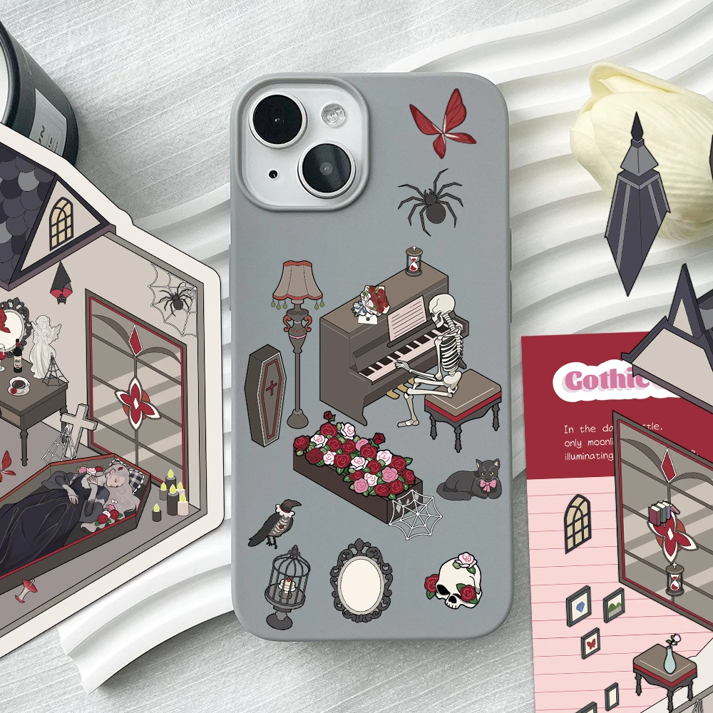 1 مجموعة الكرتون القوطية القلعة المشهد مصغرة ملصق ثلاثية الأبعاد الضغط المملكة المظلمة مجموعة DIY المشهد القوطية الزفاف خلفية ديكور #4