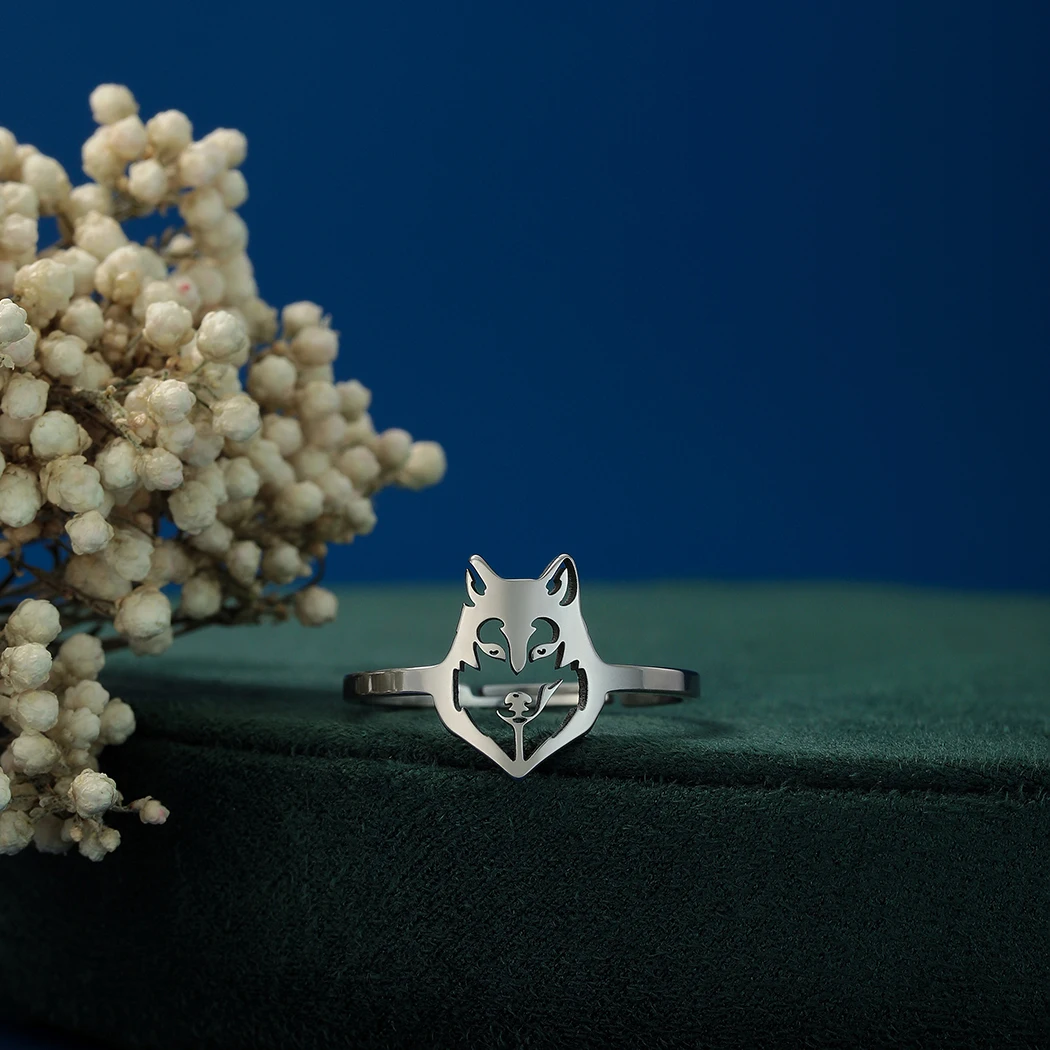 حلقة حزمة الذئب من الفولاذ المقاوم للصدأ ، حلقة ملفات قميص الذئب للرجال والنساء ، حلقة أمامية للذئاب ، رأس الذئب ، فن Svg وحيد