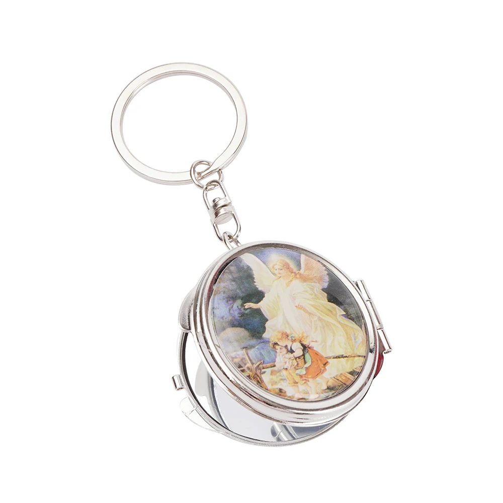 12 Uds. De llavero De espejo compacto para bautismo, Ángel bebé/pollo espíritu Paloma, Recuerdos De Mi Bautizo/regalo religioso De bautizo con O