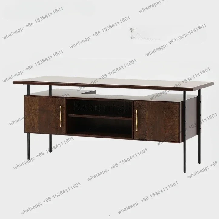 

wood furniture Lauren two-sided office desk workbench Medieval solid wood desk retro imported solid