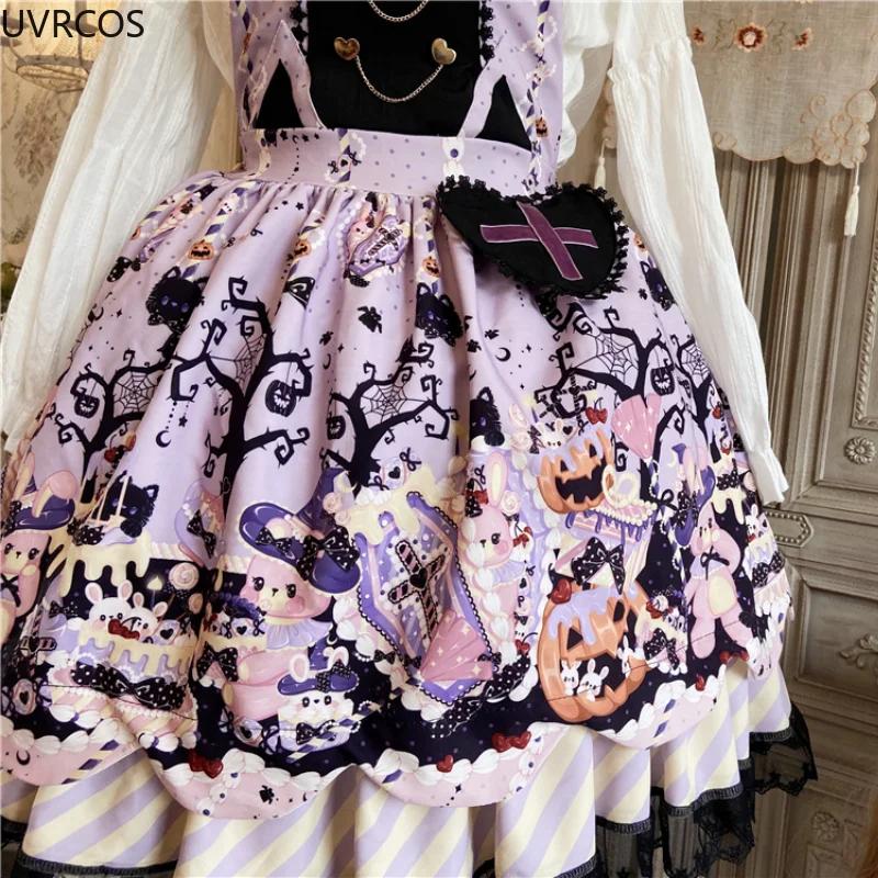 Japanse Victoriaanse Lolita Jsk Jurk Meisje Halloween Cosplay Kat Oren Capuchon Mantel Band Jurk Gothic Vrouwen Mode Kawaii Jurken