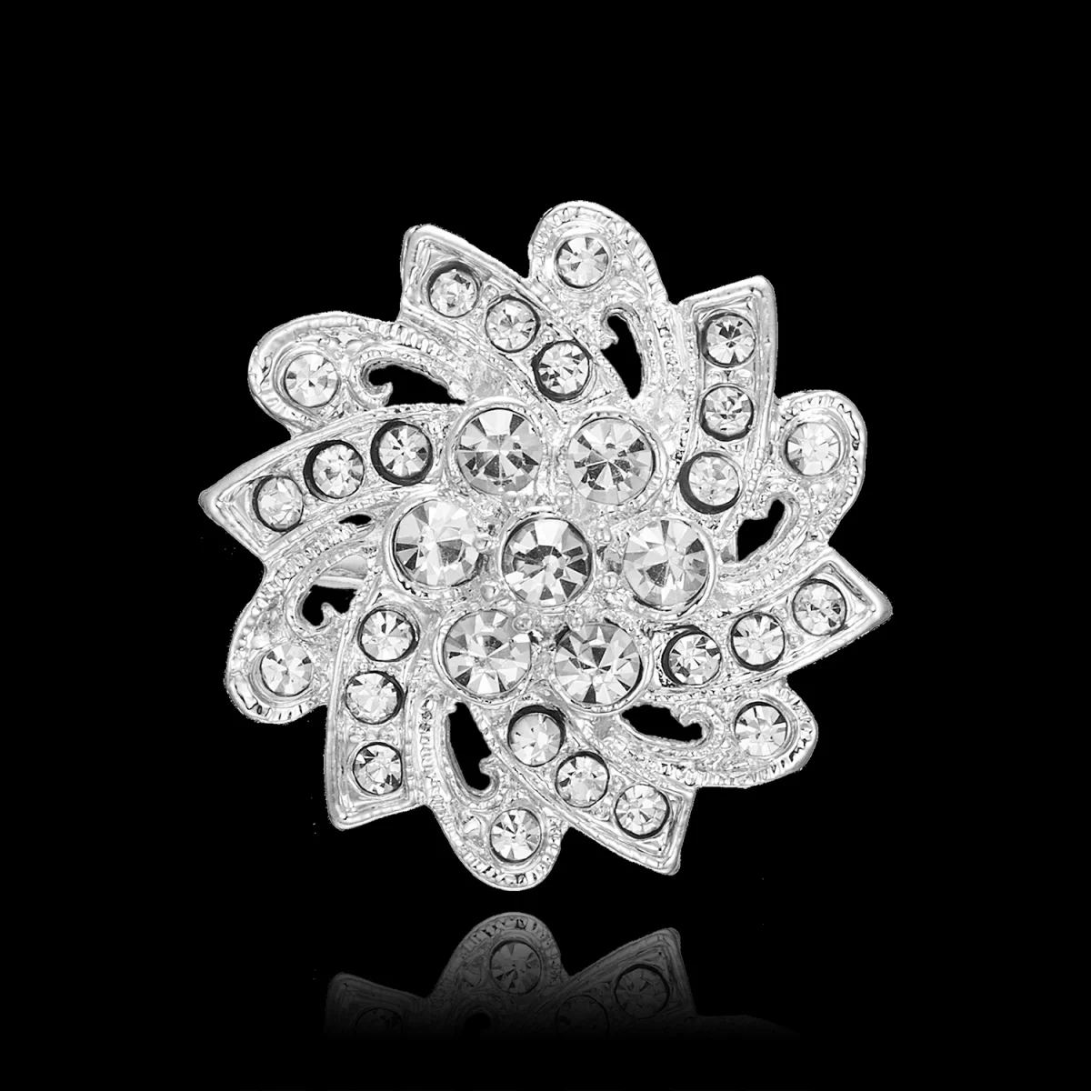 Sparkling Rhinestone Flower Brooches For Women Men Exquisite Elegant Silver Color Snowflake Floral Plant Wedding Pins Jewelry