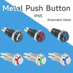 8mm/10mm Extended Head Metal Push button mini switch dustproof self reset lock point action ball head circular micro 3-24V ip65