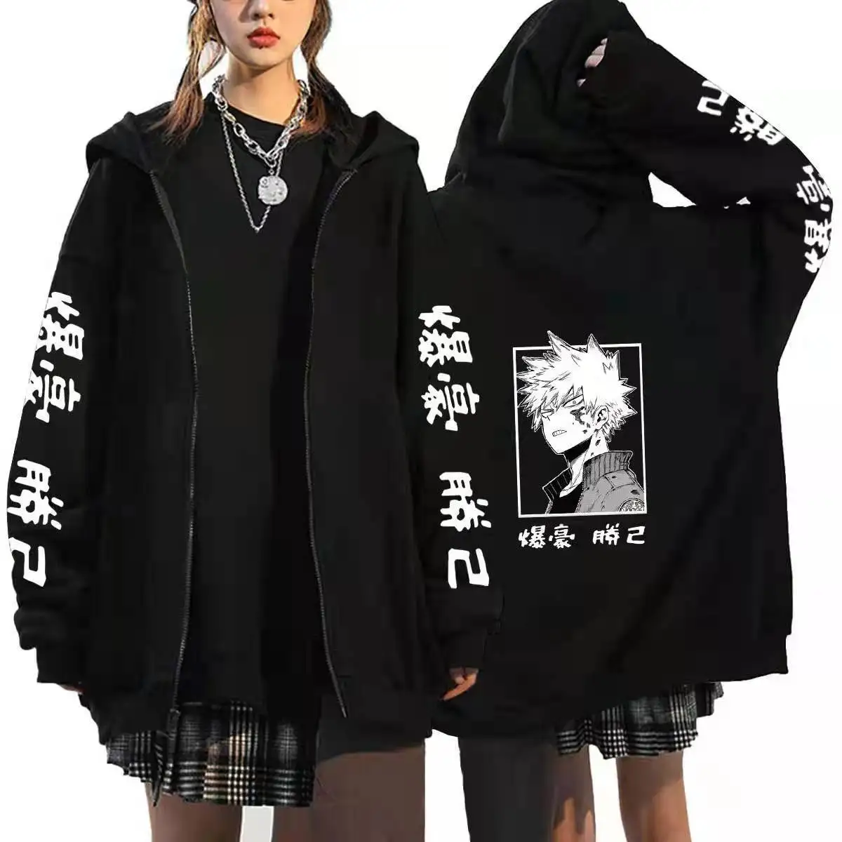 Manga My Hero Academia Himiko Toga Zipper Hoodies For Men Women Oversized Long Sleeves Sweatshirt Harajuku Zip Up Jacket Coats