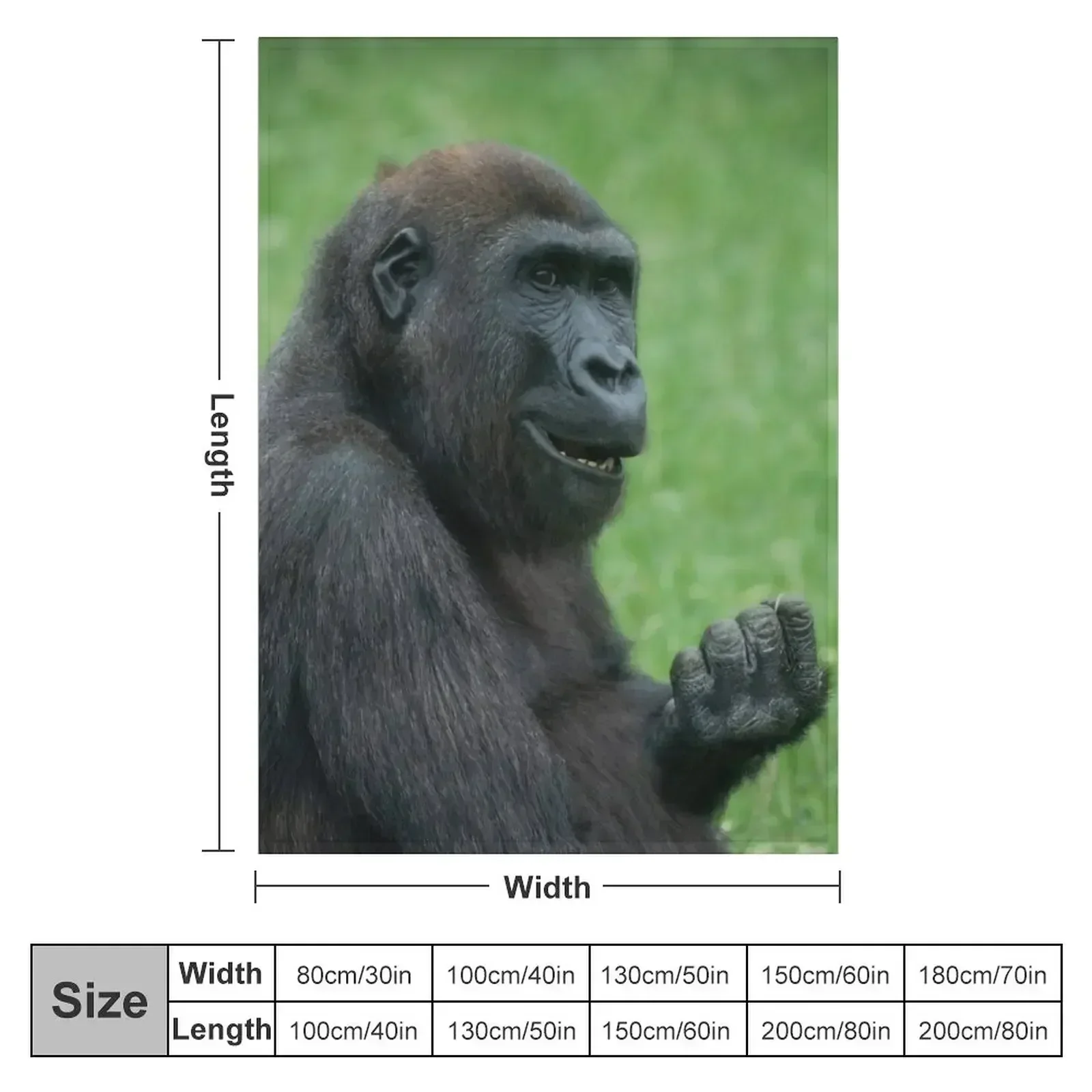 Gorilla Lope Sitting In The Green Summer Grass Throw Blanket Cute Plaid Bed Bed Fashionable Designers funny gift Cute Blankets