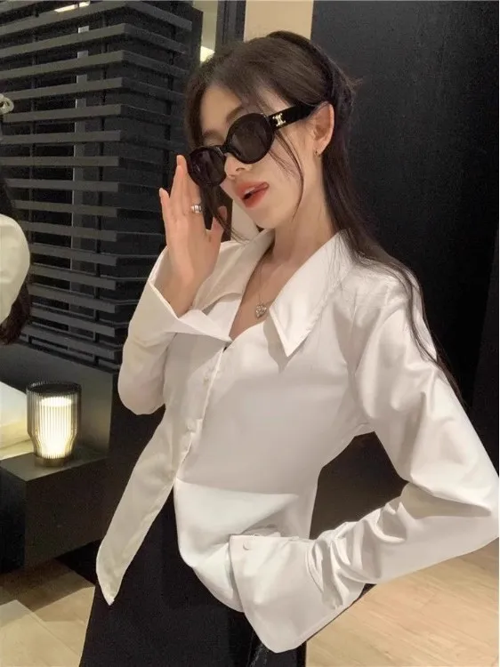 

Новинка 2026: Женский приталенный топ с длинным рукавом, утянутой талией, весна-осень, высококачественный дизайн, американский стиль, однотонный, для модных девушек