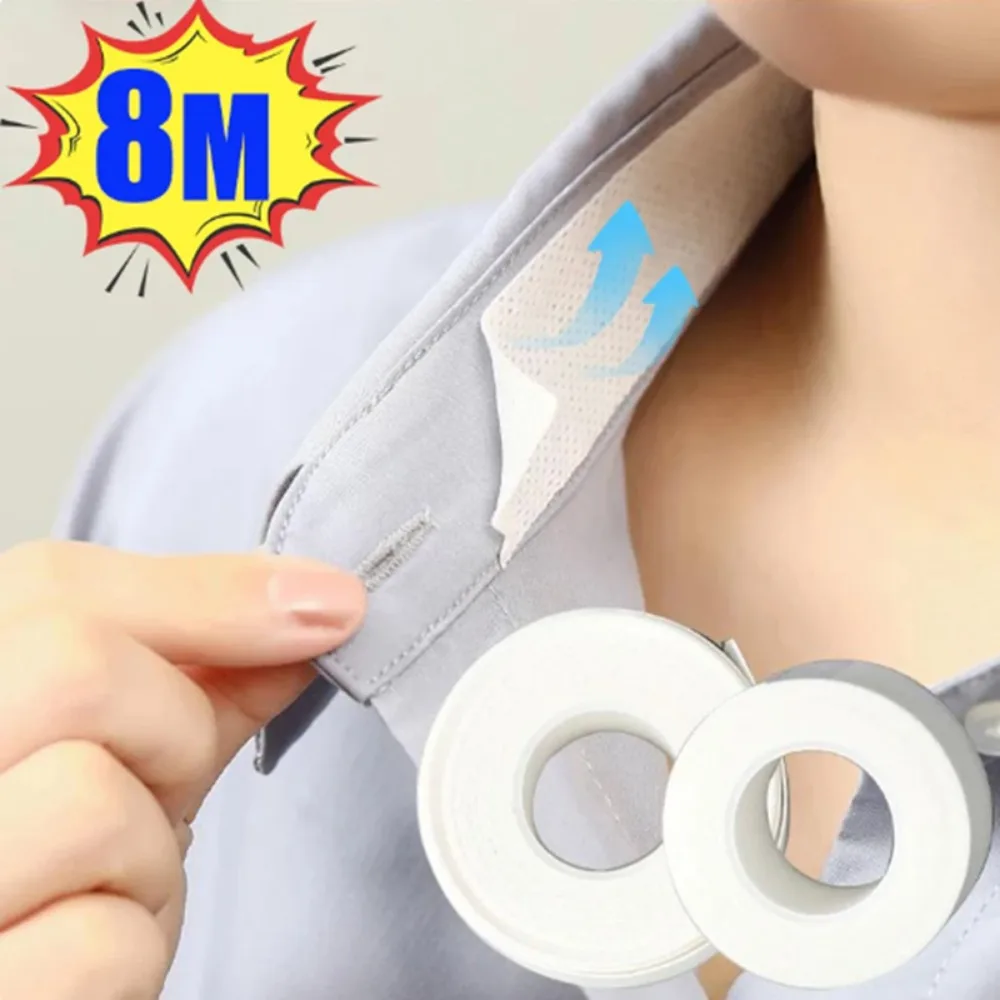 Collar Sweat Absorbing Pad Disposable Anti-dirty Self-Adhesive Tape Rolled for T-shirt Neck Collar Hat Anti-perspiration Sticker