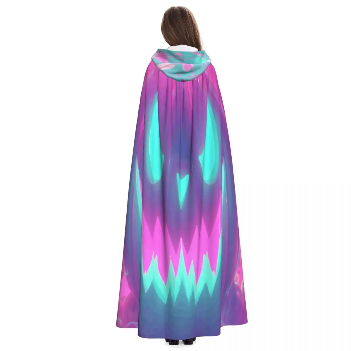 Halloween Pumpkin Cosplay Cloak Pink Bat Hooded Cape for Women Men view 4