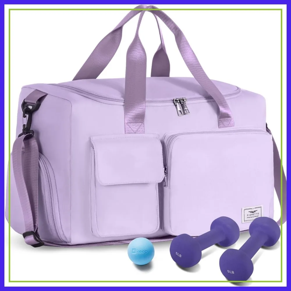 

Women's Gym Duffle Bag with Shoes Compartment, 30L Capacity, Ideal for Travel, Sports, Weekender