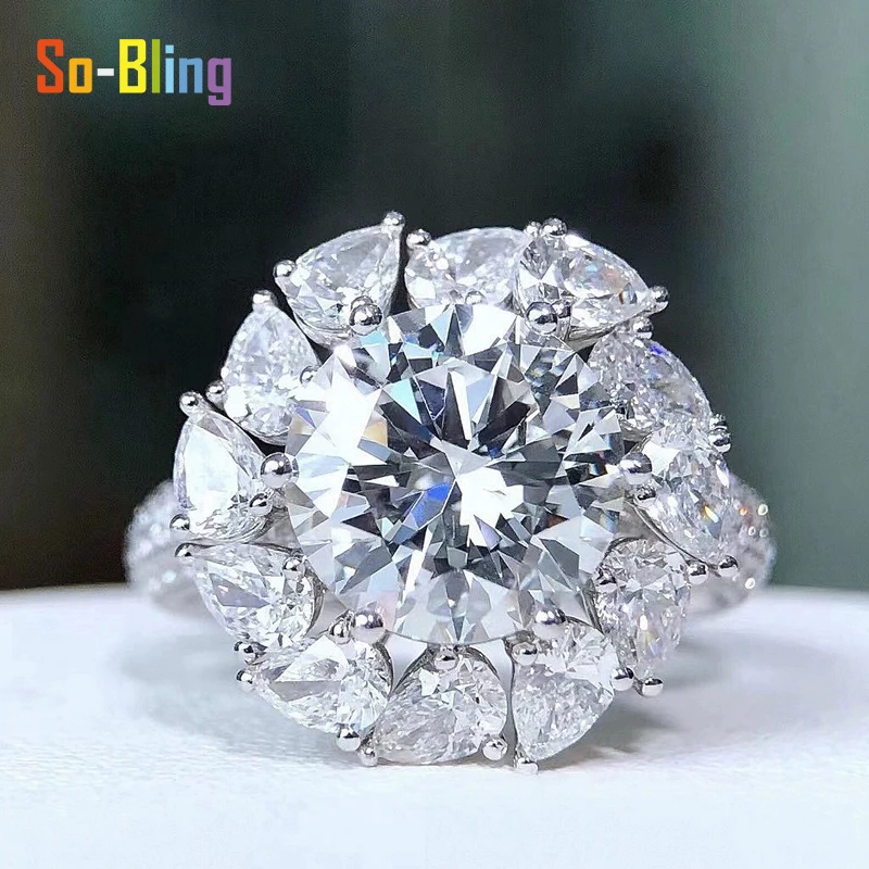 So-Bling 3ct مويسانيتي الدائري 9.3 مللي متر D VVS1 مع شهادة Gra 925 فضة خواتم للنساء أنيقة غرامة مجوهرات الحفلات #2