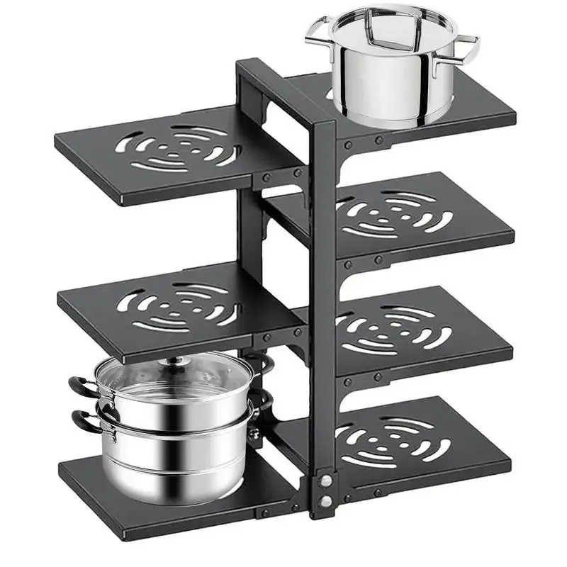 

【2026】Многоярусная подставка для кастрюль из нержавеющей стали, регулируемый органайзер для хранения кастрюль и сковородок, угловая подставка для кухонной утвари