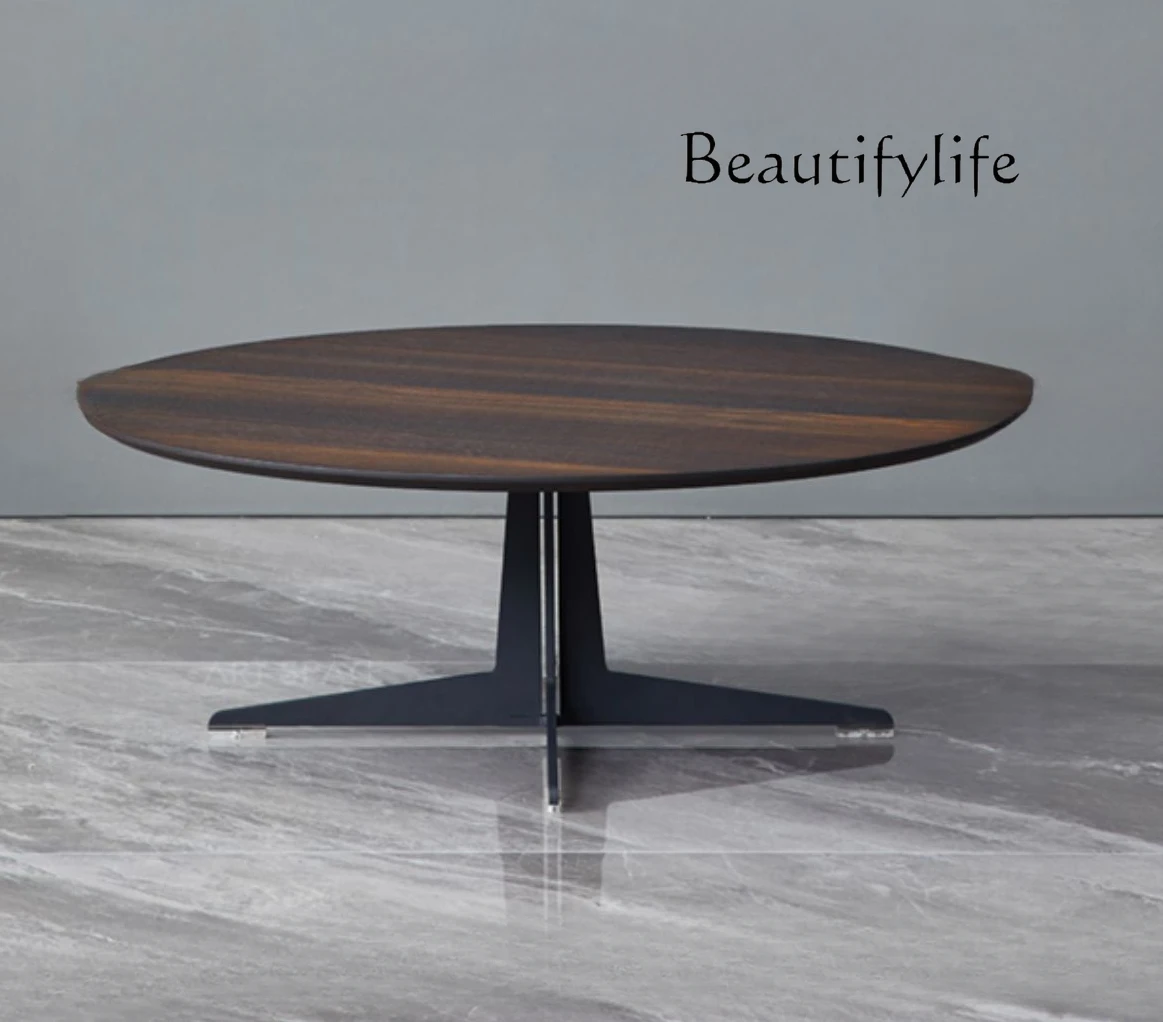 Italian Minimalistic Living Room Small Tea Table Taipei European Modern round Solid Wood Combined Tea Table