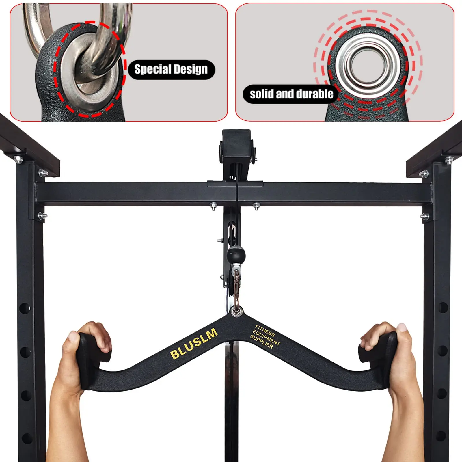 Home Gym Fitness Lat Pull Down Handle Grip for Training, Biceps, Triceps, Back Muscle Workout, T-bar, Row Handle, Cable Machine