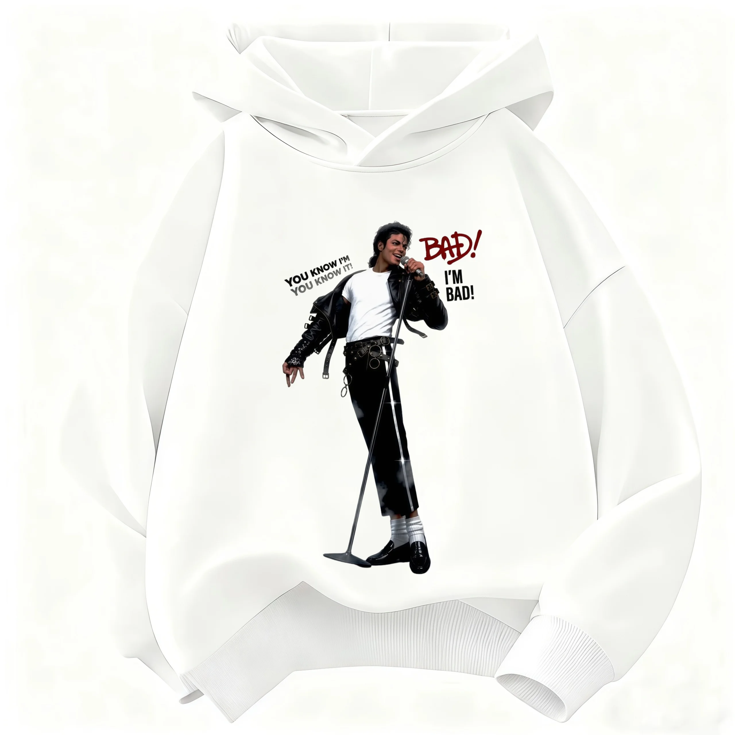 New Autumn/Winter 2026 Children's Warm Hoodie – Michael Jackson Print – Unisex Hooded Sweatshirt – Retro Pop Icon Graphic Top