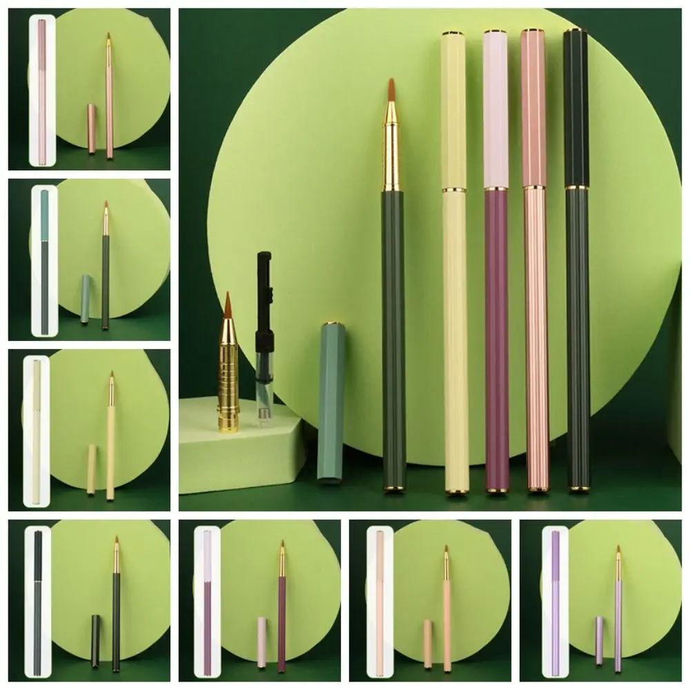 Portable Fountain Pen Type Small Script Metal Rod Small Block Calligraphy Pen 2.6 Ink Sac Script Writing Brush Pen Painting