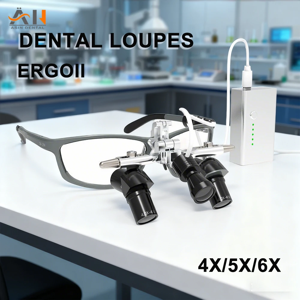 

5X стоматологические цельнометаллические эргономичные лупы с регулируемым рабочим расстоянием и свободным регулируемым левым и правым PD