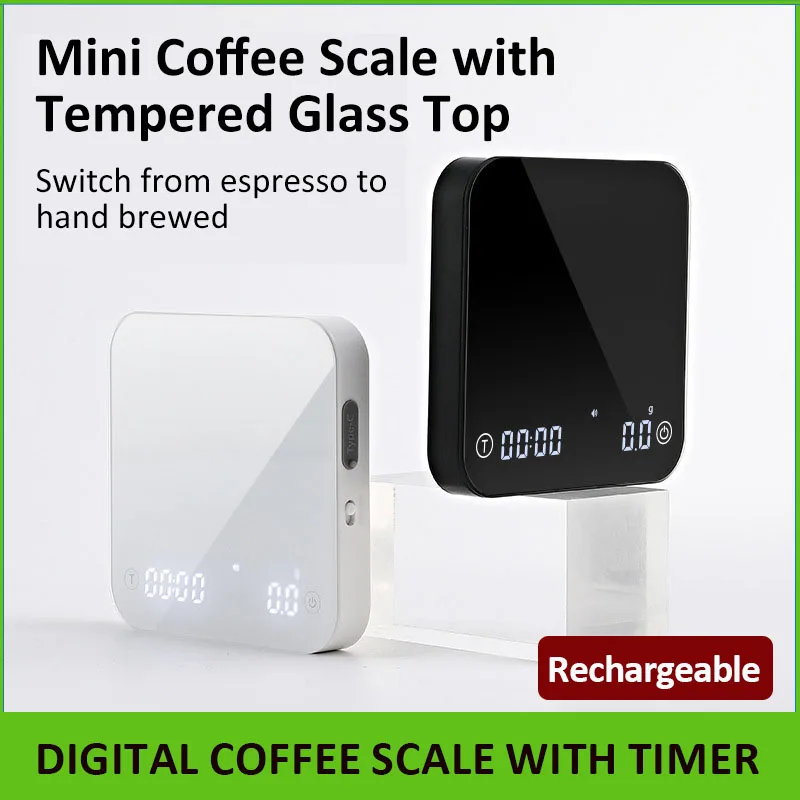 Kitchen Coffee Scale with Timer Rechargeable Digital Scale 0.1g High Precision 4 Modes Drip Espresso Scale Measuring Tools