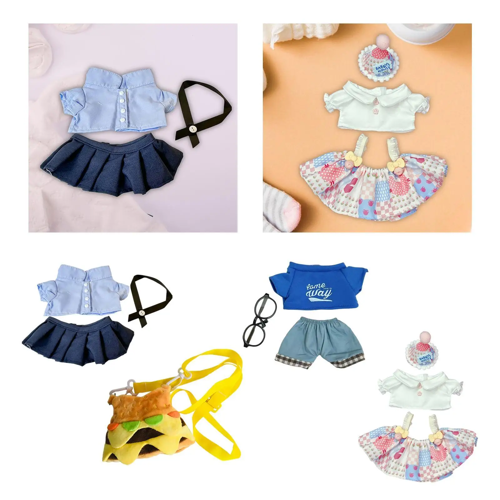 Plush Doll Clothes for 20cm,Comfortable,Costumes Photo Props DIY Plush Doll Accessories Dress up Stuffed Animals Clothes Cute