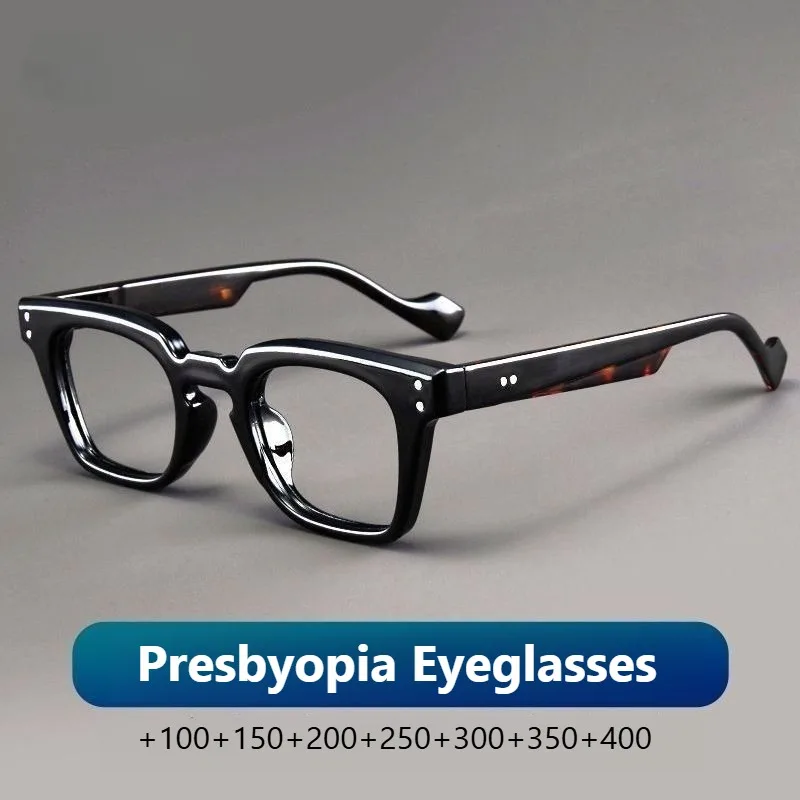 Square Black Frame Presbyopia Eyeglasses Men Reading Glasses Women Far Sight Optical Eyewear Diopters +1.0+1.5~+4.0 Spectacles