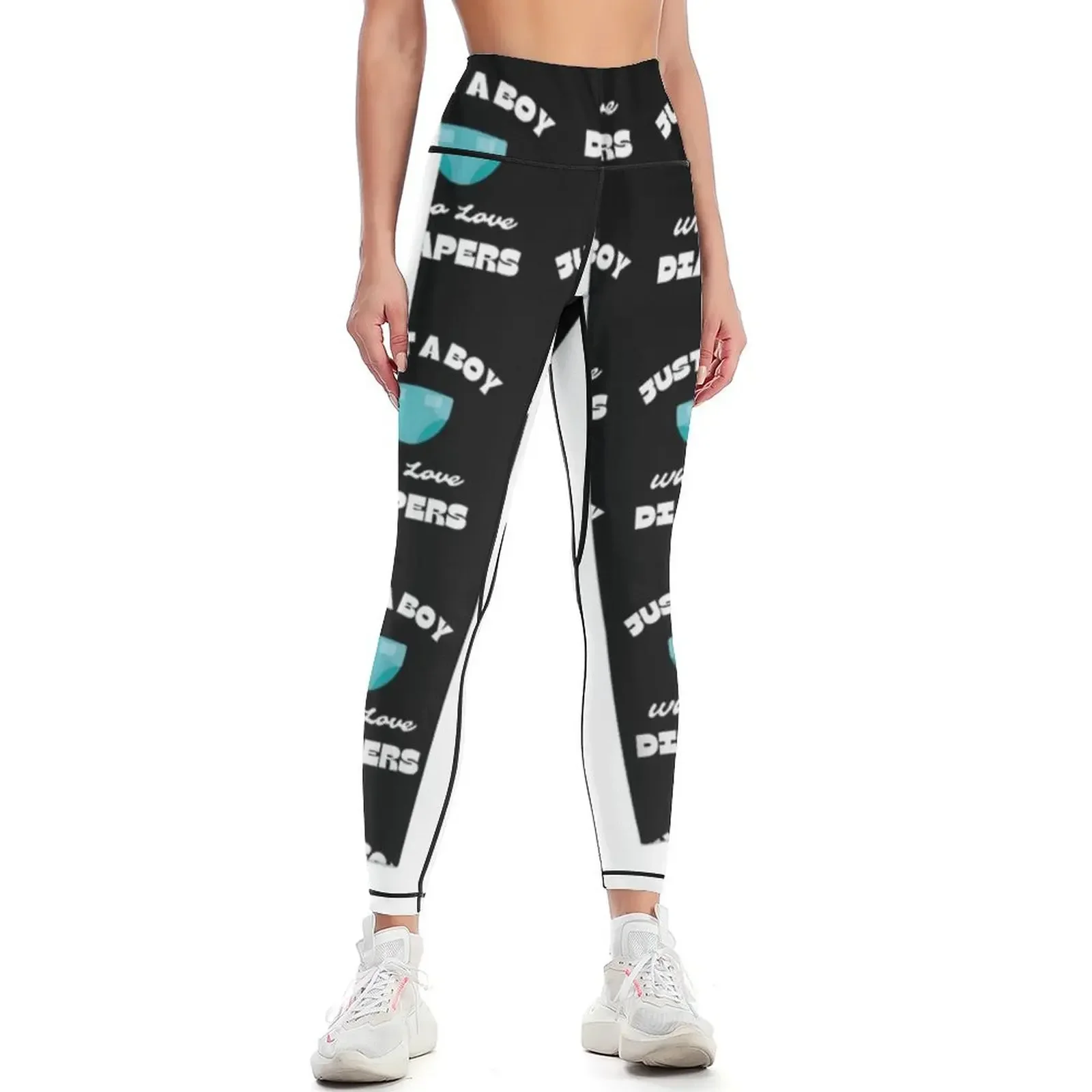 

Just A Boy Who Love Diapers - ABDL Diaper T-Shirt Leggings sports woman gym harem pants Womens Leggings