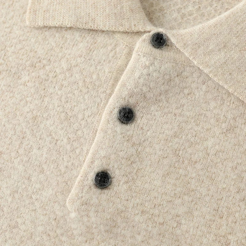 DjzDsm Men\'s 100% Mink Cashmere Top Polo Collar Sweater Casual Business Cashmere Sweater New Knitted Sweater Autumn and Winter