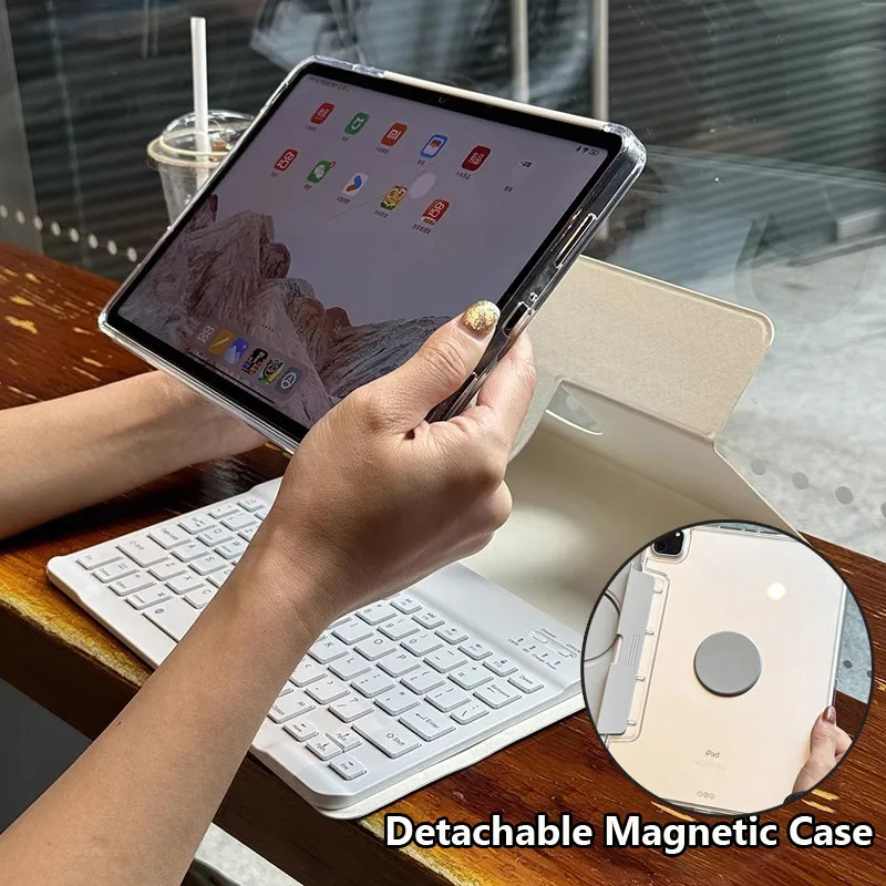 

Casw with Keyboard for IPad 2025 11th Gen A16 AIR 4 5 10.9 10TH Air 7 6 5TH 9.7 8 9 10.2 PRO 11 Detachable Cover Drawer Pen Slot