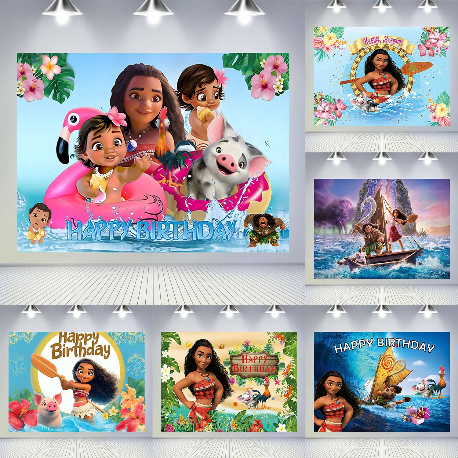 

Baby Moana Maui Ocean Exploration Backdrop Kids Birthday Background Vinyl Polyester Photography Decor Props