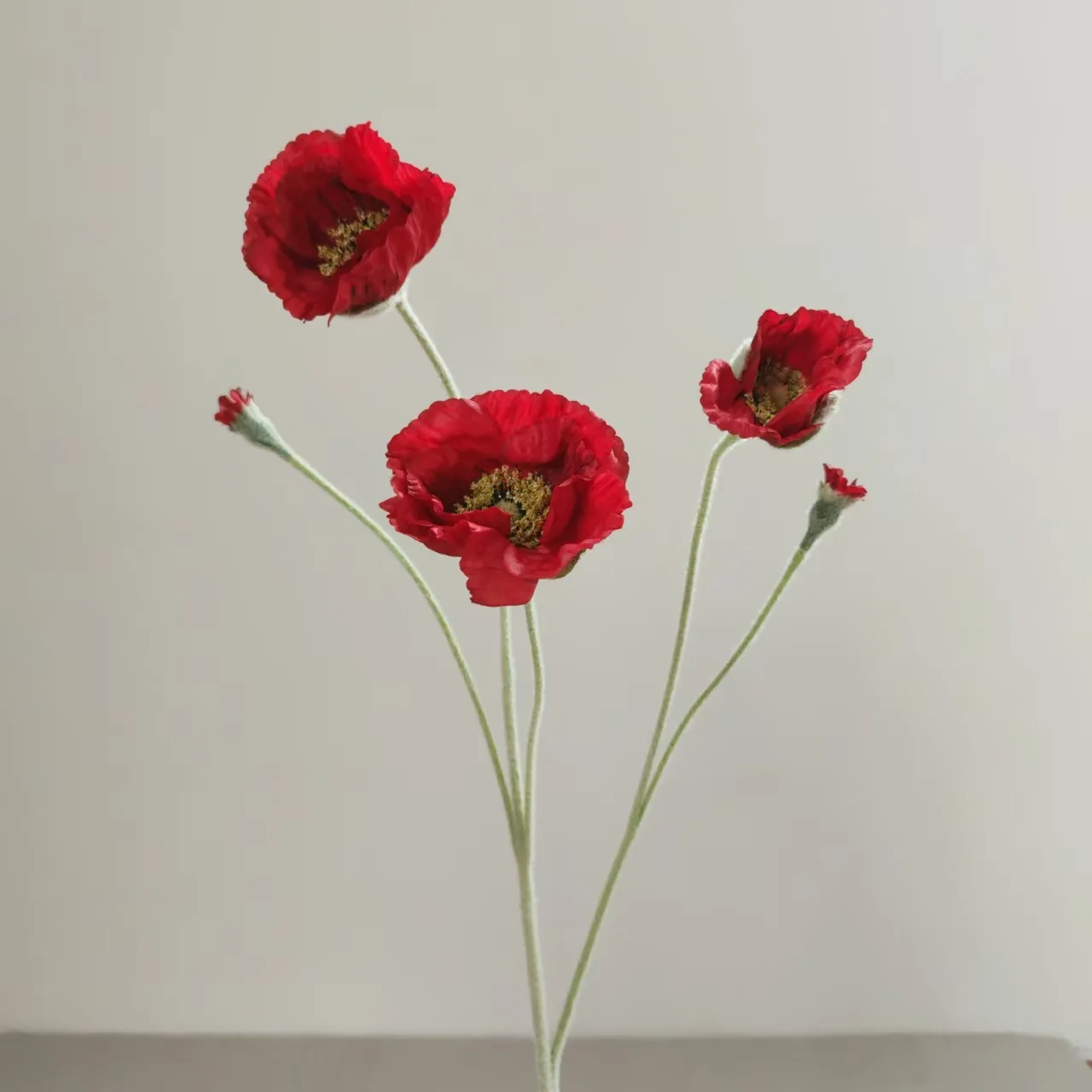 5 Stück künstliche beflockte Mohnblumen für Heimdekoration, Seidenmohn, Brautstrauß, Hochzeitsdekoration, Party, künstliche Blumenarrangements – Detail 35