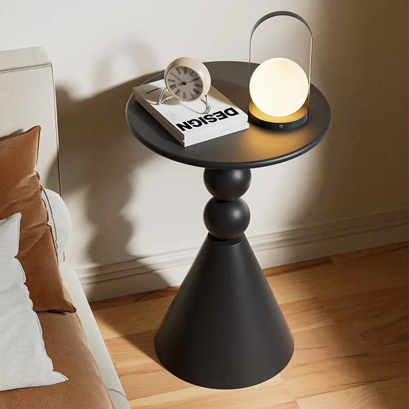 طاولة بجانب السرير لغرفة النوم الاسكندنافية الجديدة مع ملمس راقي، وطاولة بجانب السرير المنزلية، ورف صغير حديث وبسيط بجانب السرير، لون أسود #2