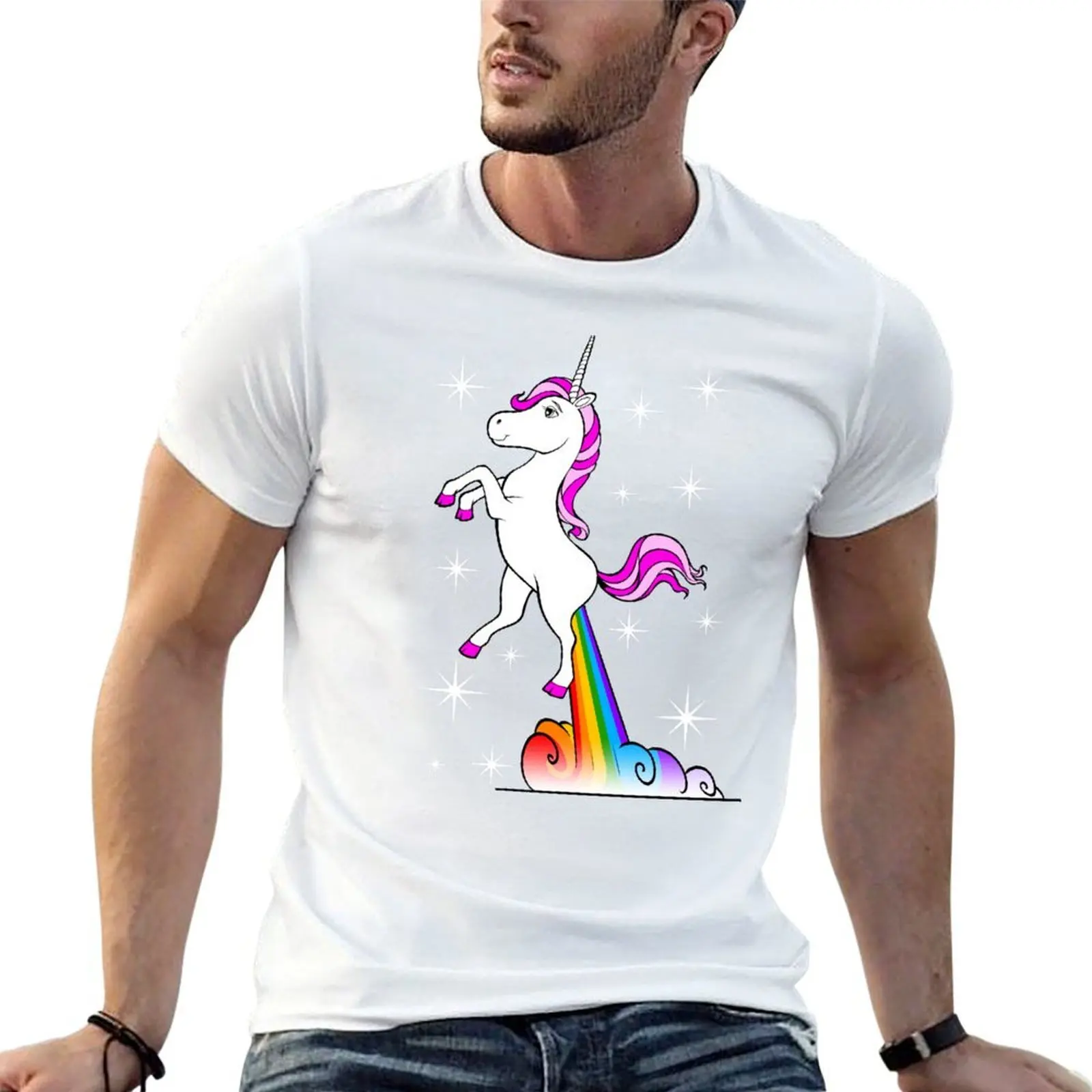 Unicorn Farting Rainbow T-Shirt cotton t shirts high quality cotton t shirts man 100% t shirts for man cotton funny T-shirt