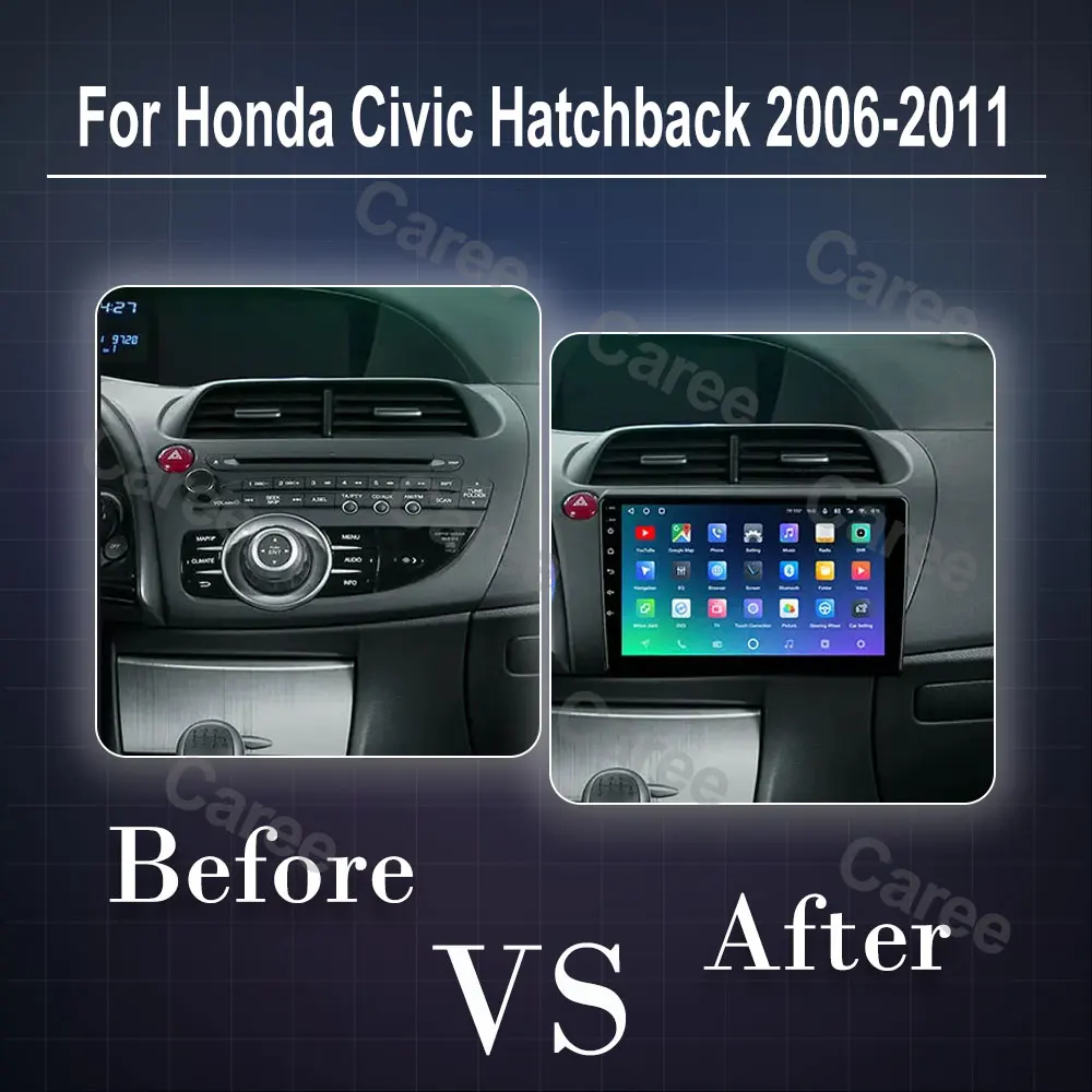 أندرويد 15 لهوندا سيفيك هاتشباك 2006-2011 راديو السيارة Carplay أندرويد مشغل تلقائي الوسائط المتعددة 4G واي فاي نظام تحديد المواقع والملاحة ستيريو