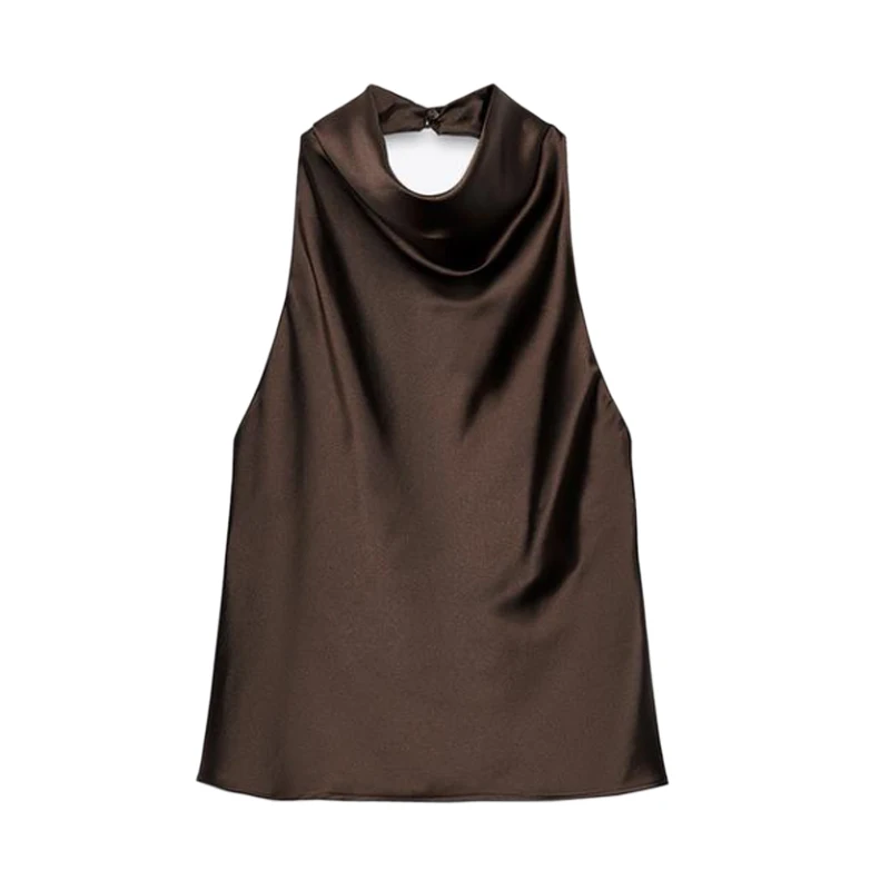 MUJER 2025 Halter Tops voor Vrouwen Zwart Satijn Backless Top Vrouwelijke Roze Zomer Strand Top Vrouw off Schouder Hemdje Top Vrouwen