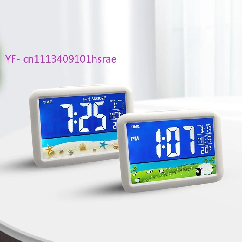 New Funny Color Screen Alarm Clock, LCD Electronic Bedside Clock, Creative Kids Digital Clock 7002WJ