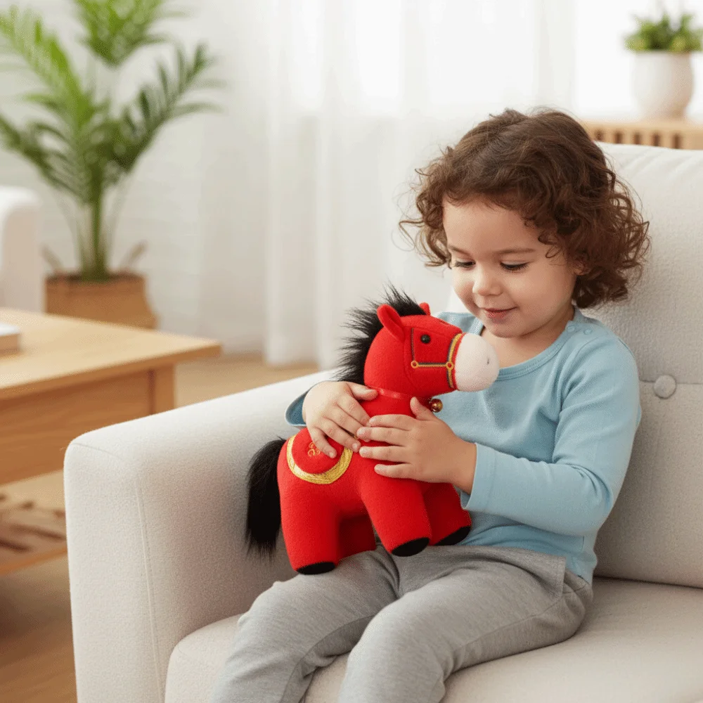 Poupée cheval en peluche Kawaii, Figurine de poney du zodiaque de Style chinois, rempli de coton, jouets animaux en peluche 17/22/30cm, décor festif