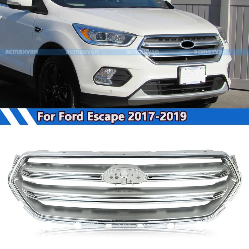 

MAGICKIT подходит для Ford Escape 2017-2019, Хромированная передняя решетка радиатора, автомобильные аксессуары, инструменты