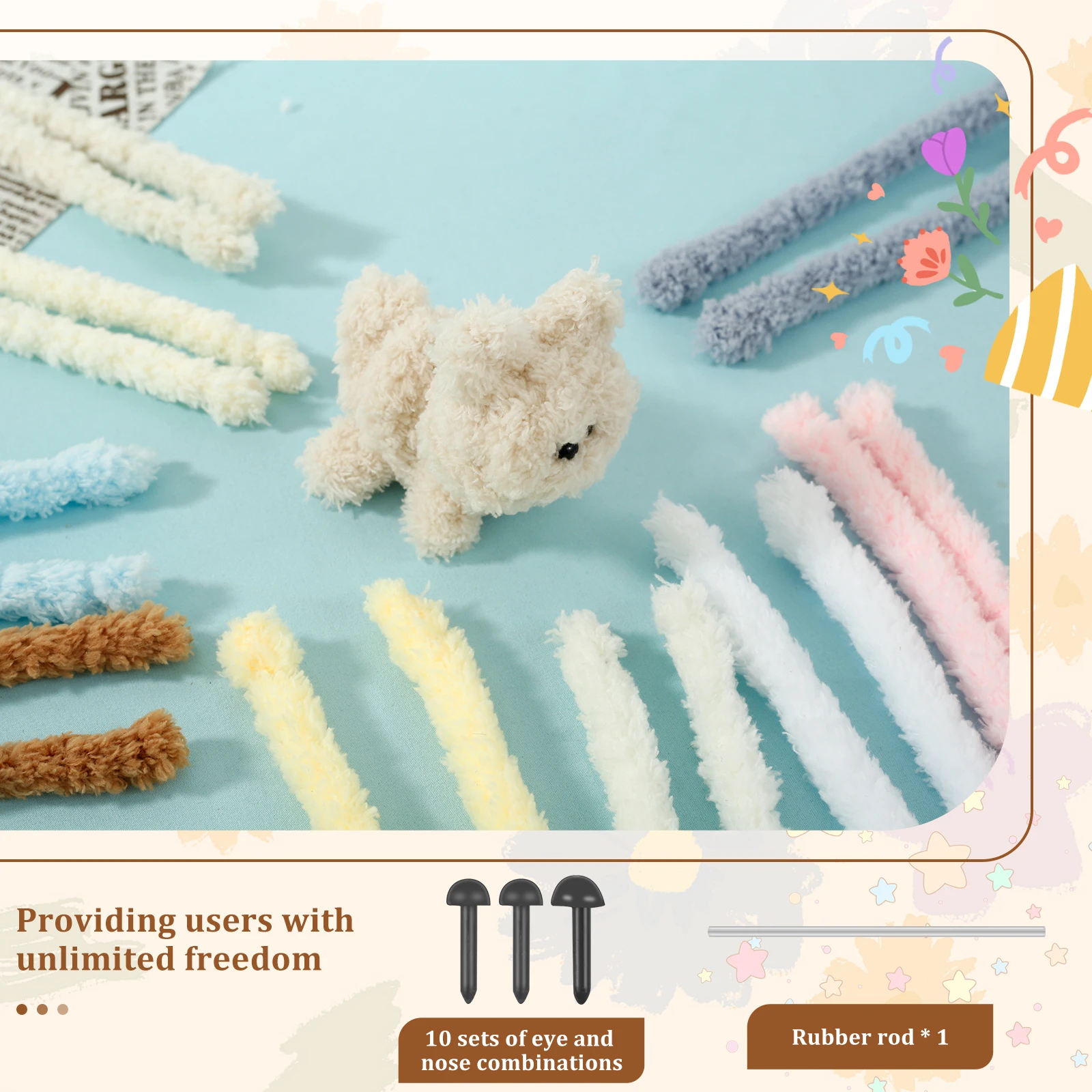 10Pcs Pipe Cleaners 39.37 Inches Thick Plush Pipe Cleaners Craft Soft Chenille Stems Pipe Cleaners Craft Supplies Flexible Pipe