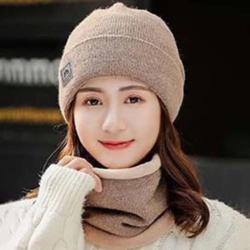 Chapéu com aba elástica e cachecol terno na moda estilo coreano cachecol compacto macio all-match gorro masculino