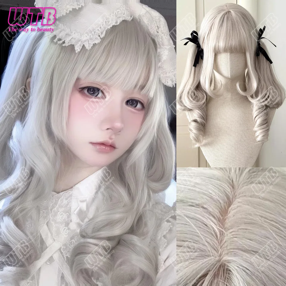 Peluca sintética Lolita para mujer, Clip de garra, cola de caballo doble, pelo rizado, bonito volumen romano, peluca de Cosplay para mujer