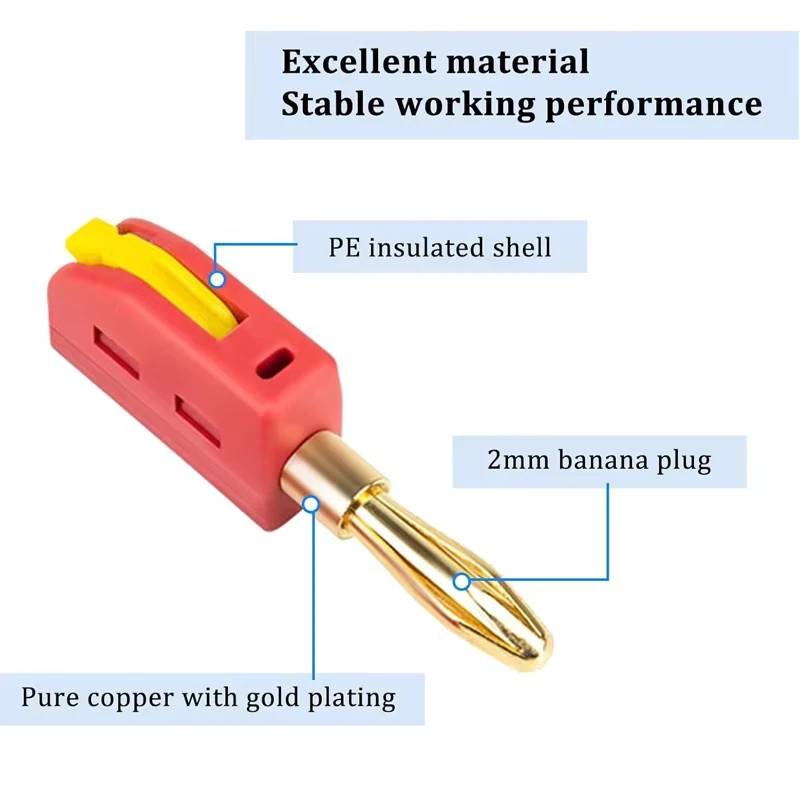 Lötfreier Bananenstecker 4mm 32A, Schnellverbinder aus hochstromfestem Messing mit Goldbeschichtung für Audio-Lautsprecher, Verstärker, tragbares Hi-Fi-Gerät, Premium-Qualität, einfache Installation, langlebig und zuve – Detail 17