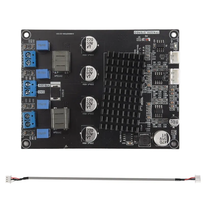 TPA3250 مضخم رقمي مجلس 130Wx2 عالية الطاقة 4A 32 فولت فئة D مضخم الصوت مجلس مع كابل محمي XH2.54mm-3P-PZW