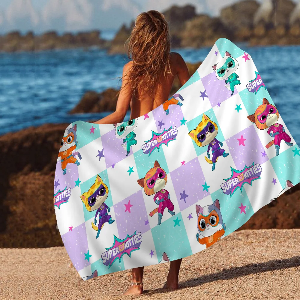 Junior Super Kitties Pattern Towel Microfiber Beach Towel Absorbent Quick dry Soft Yoga Swimming Resort Mountain Climbing Towel