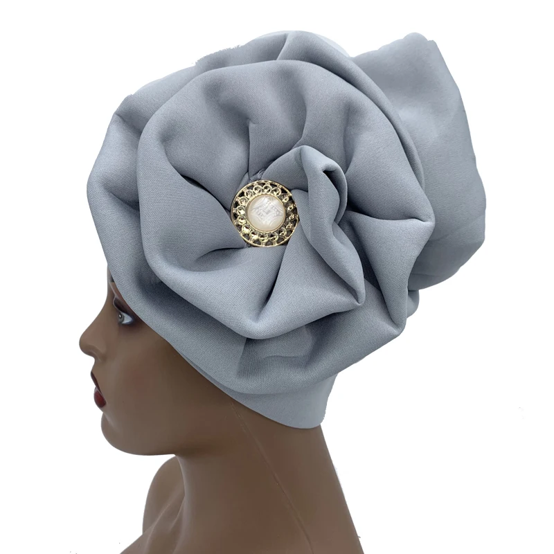 2026 Trendige Damen-Turbanmütze mit großer Blume, modische muslimische Hijab-Kappen, Diamanten-Kopftuch, Damen-Bandana, Chemo-Mütze, afrikanischer Hut – Detail 10