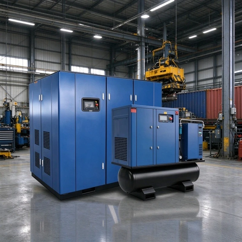 Low Noise 4kw 5.5kw 7.5kw Industrial Air Cooled Screw Compressor with Motor Engine Stationary 5hp 7hp 10hp