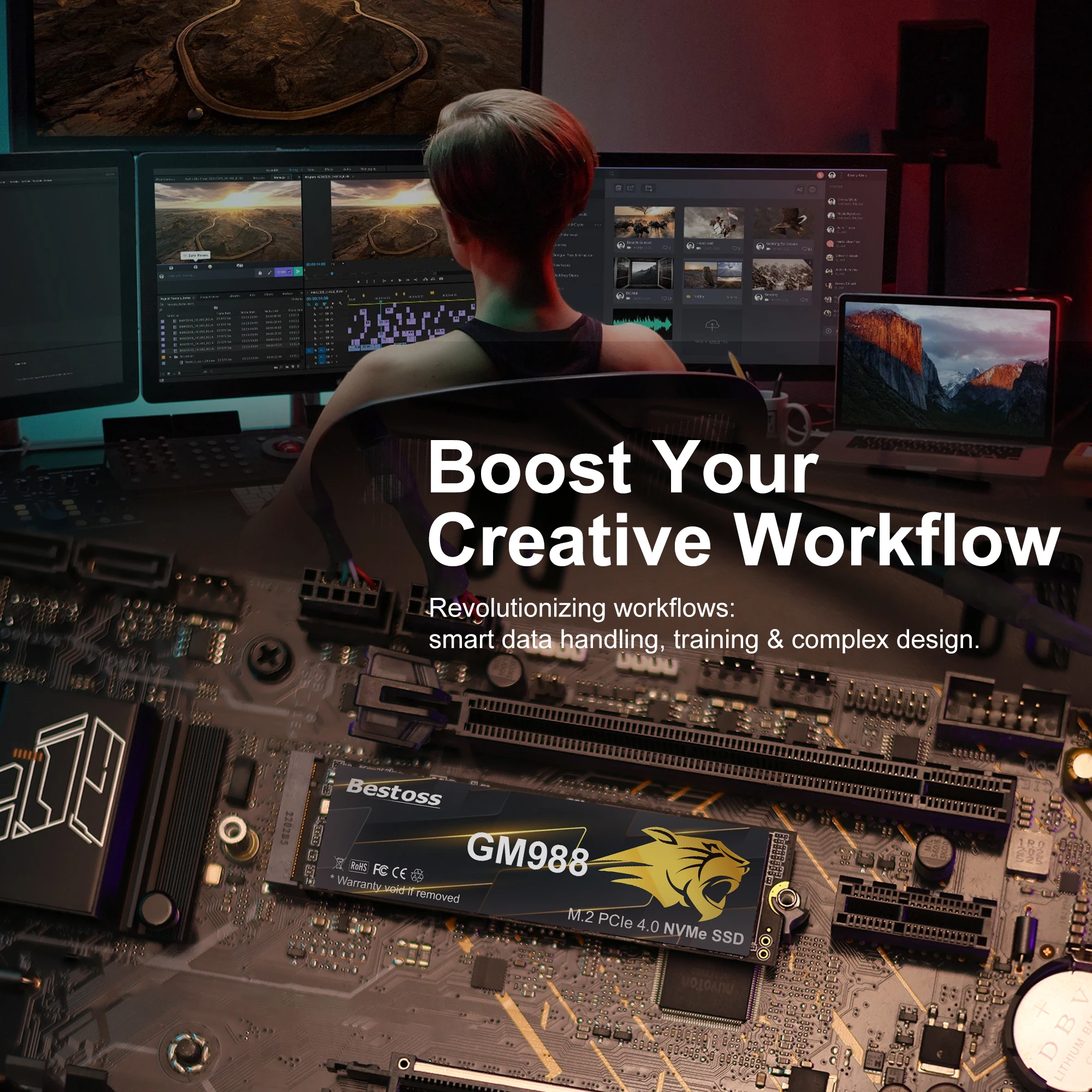 Bestoss M.2 2280 NVMe SSD 512GB Internal PCIe Gen4 512gb 1tb 2tb 4tb Hard Drive Ssd for Desktop or Laptop