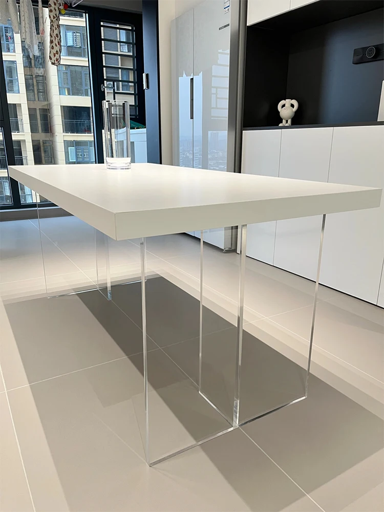 Acrylic suspended rock plate dining table Deli Feng Italian minimalist transparent Nordic designer island table rectangular home