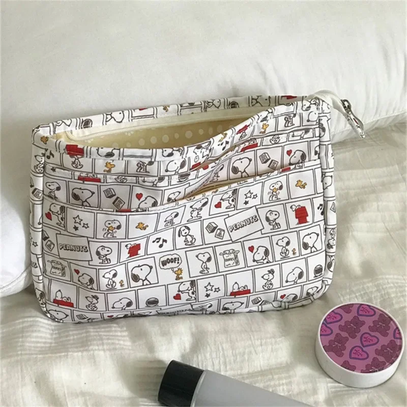 Snoopy File Folders Cartoon Mini Tablet Keypad Storage Bags Cosmetic Bag Student Stationery Organizer Pouch Zipper Document Bag